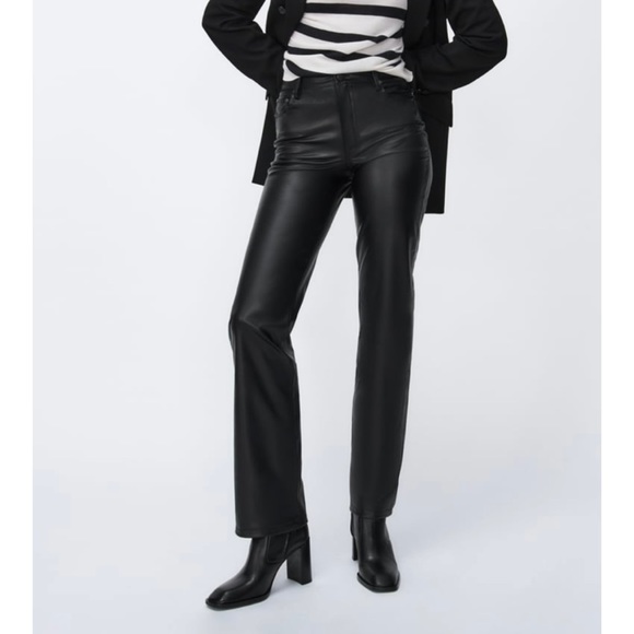 Zara Faux Leather 90s Wide Leg Pant - Picture 3 of 10